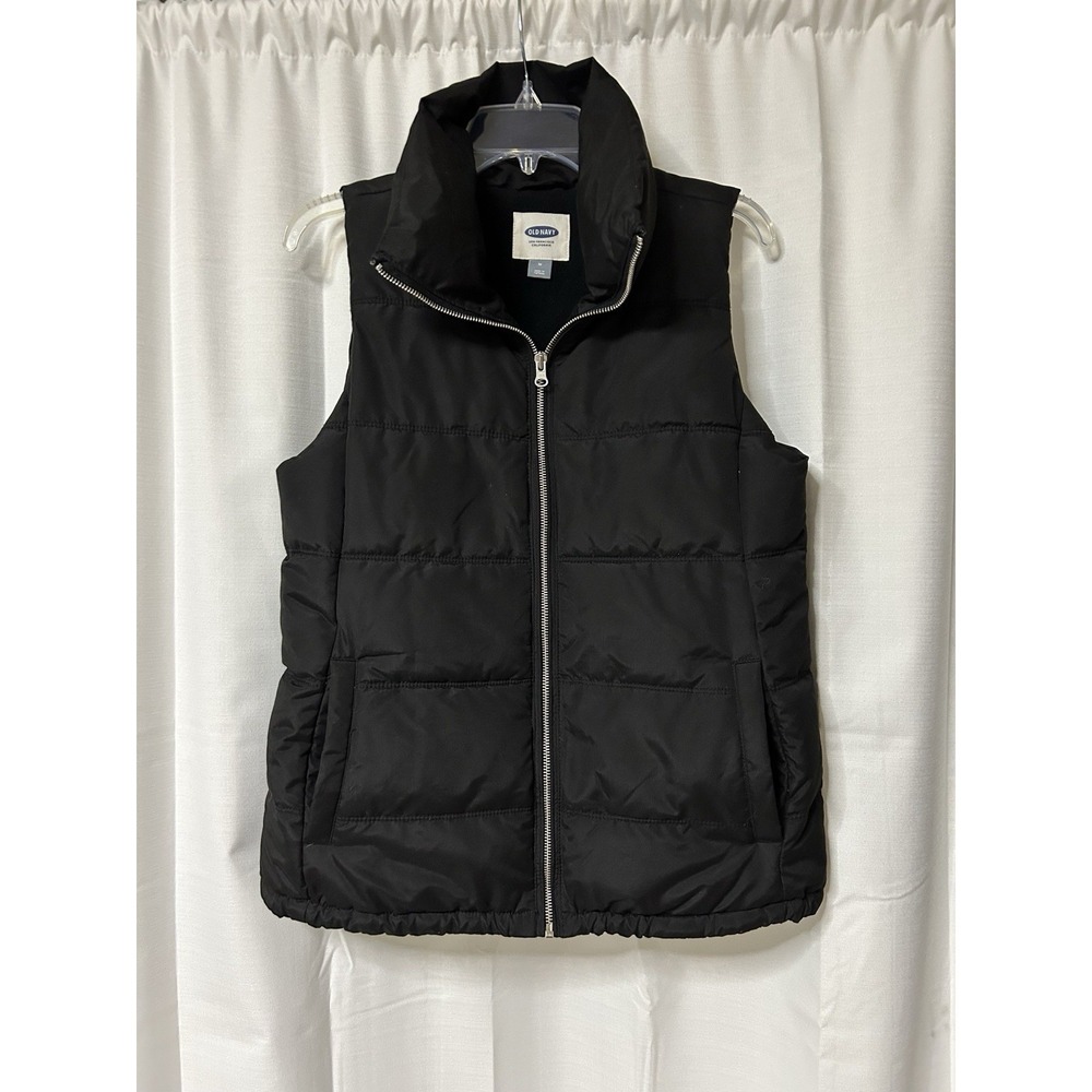 Old Navy Black Zip Up Puffer Vest Size Medium